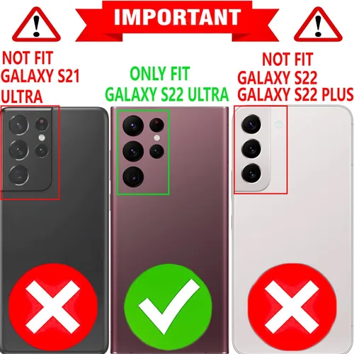 Miniatura 2 de STARSHOP Funda compatible con Samsung Galaxy S22 Ultra, de piel sintética, a prueba de golpes, con ranuras para tarjetas de crédito y cierre Oscuro