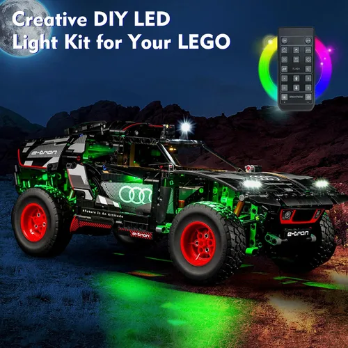 Miniatura 5 de LocoLee Kit de luces LED compatible con LEGO Audi RS Q e-tron 42160, 2023 control remoto mejorado juego de iluminación creativa accesorios