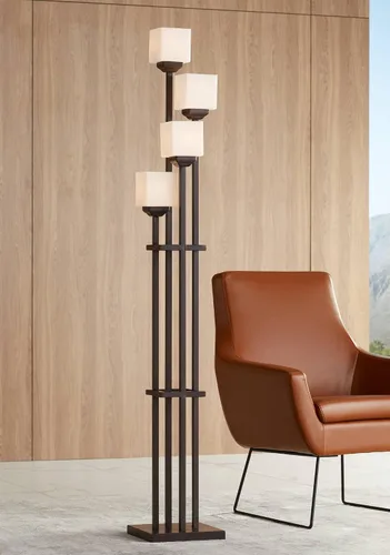 Miniatura 2 de Lámpara de pie estilo árbol con cuatro luces, de bronce