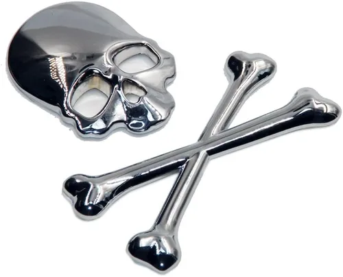 Miniatura 2 de emblema 3D, logotipo, calcomanía, insignia de calavera y huesos cruzados y piratas de metal cromado para Suzuki Kawasaki Harley Yamaha Honda