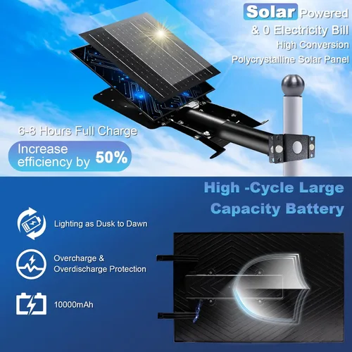 Miniatura 2 de Luces solares de calle Eleganted al aire libre, luces solares al aire libre impermeables de 10000 lúmenes del atardecer al amanecer, luces solares