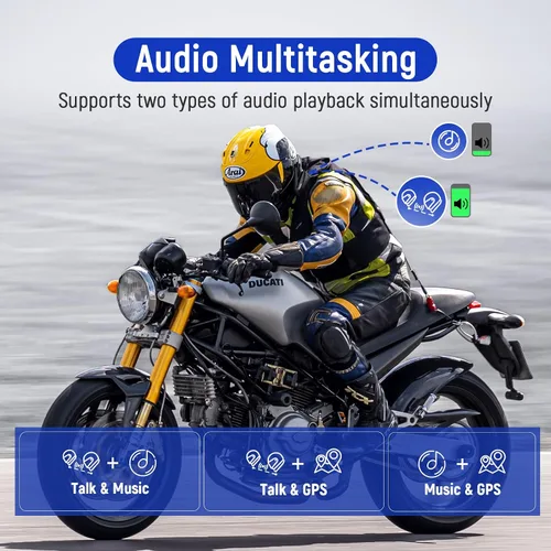 Miniatura 3 de LEXIN MeshCom - Auriculares Bluetooth para motocicleta, sistema de comunicación de malla para 24 conductores, intercomunicador de casco