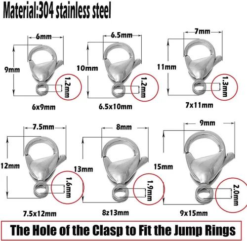 Miniatura 4 de 1200 anillos de acero inoxidable mixtos de 0.157 in, 0.197 in, 0.236 in, 0.276 in, anillos de salto para hacer joyas, collares, pulseras, aretes