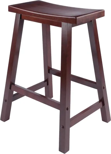 Winsome Satori - Taburete de mostrador con asiento de sillín para cocina, 24 pulgadas, nogal