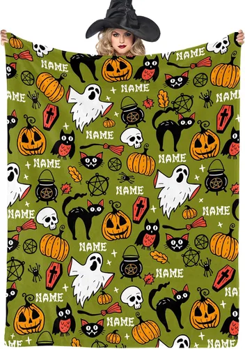 Miniatura 15 de Youltar Regalos temáticos de Halloween, manta de Halloween personalizada con nombre, regalos personalizados de Halloween para mujeres, hombres