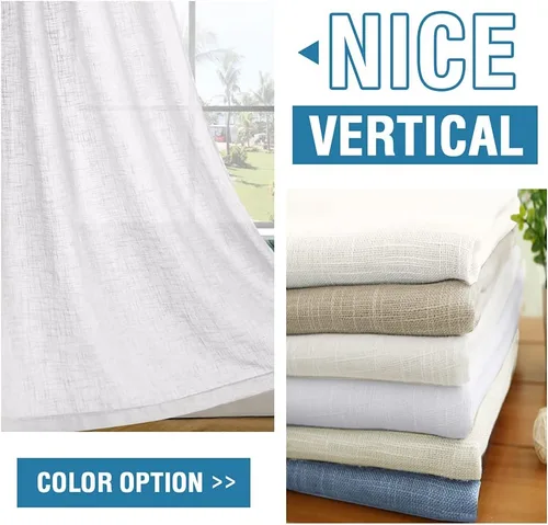 Miniatura 6 de H.VERSAILTEX Cortinas de mezcla de lino – Cortinas de lino natural texturizado con pestaña superior para sala de estar, filtrado de luz de bajo