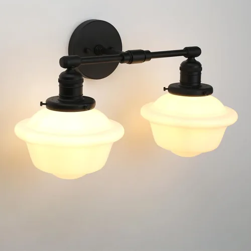 Miniatura 8 de Pathson 2-Lights Milk White Glass Wall Sconce Lights, Modern Classic Wall Vanity Lighting for Living Room Bathroom Bedroom