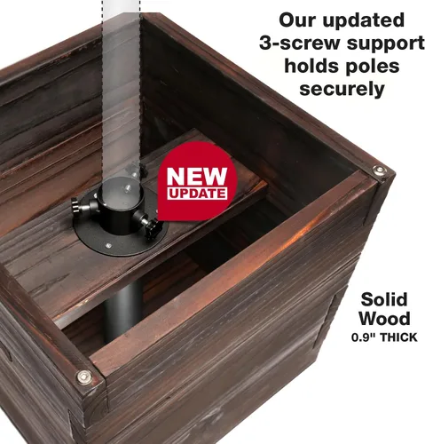 Miniatura 3 de Maceta decorativa de madera extragrande con soporte universal para postes de luz, paraguas, comederos de pájaros, caja de madera maciza para jardín