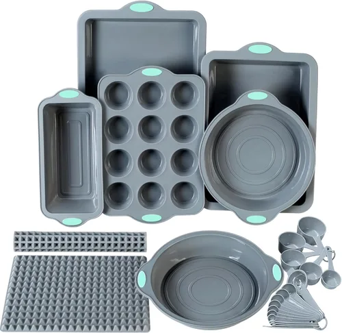 Miniatura 12 de To encounter Juego de 4 moldes de silicona para hornear, antiadherentes con moldes para hornear, hojas para hornear, hojas de galletas, molde