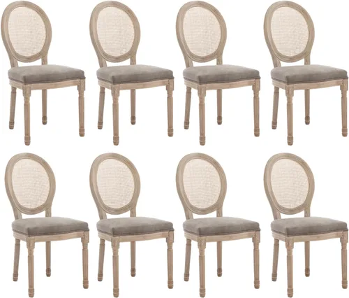 Miniatura 16 de chairus Juego de 2 Sillas de Comedor Estilo Granja Sillas de Comedor de Casa de Campo Francés Sillas Tapizadas de Tela Vintage con Respaldo Redondo