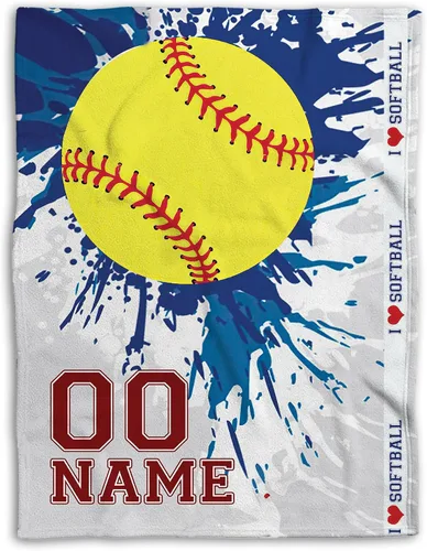 Miniatura 20 de Manta de sóftbol personalizada, manta de bandera de EE. UU., manta de forro polar Sherpa suave y acogedora, manta de sóftbol para mamá, hija, niño