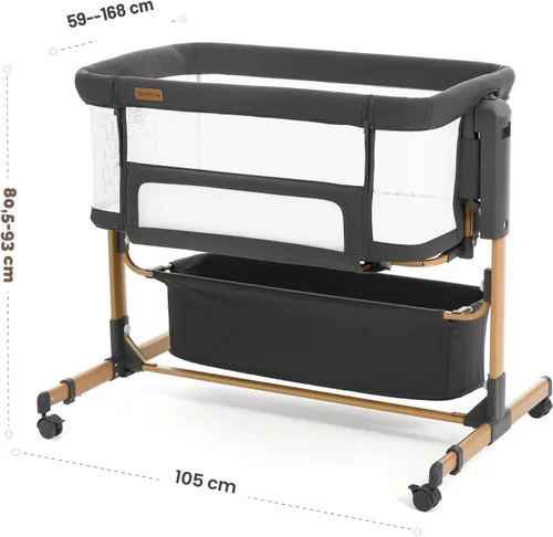Miniatura 7 de Moisés para bebé, cuna mecedora 3 en 1 para bebé con altura ajustable de 6 niveles, 4 ruedas y paredes de malla transpirable, cuna portátil con Gris