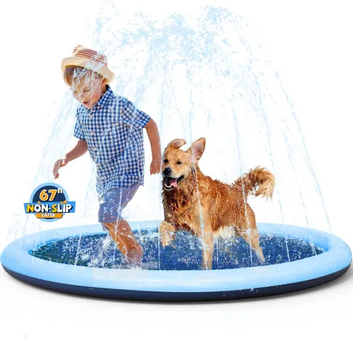 VISTOP - Alfombrilla antideslizante con aspersión, para niños y perros, divertida, para jugar en el patio trasero y piscina, para bebés, niñas, Azul