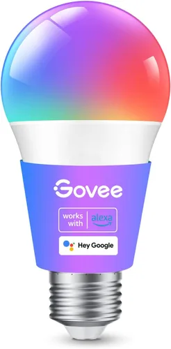 Govee Bombillas inteligentes, bombilla que cambia de color, funciona con Alexa y Google Assistant, 16 millones de colores RGBWW, bombillas LED WiFi
