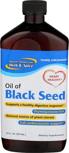 North American Herb & Spice Aceite de semilla negra, 12 onzas líquidas, apoyo cardiovascular, digestivo e inmunológico, contiene aceite de orégano