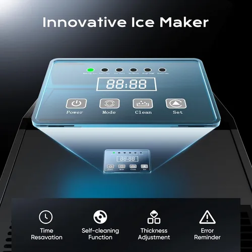 Miniatura 6 de Coolake Máquina Comercial para Hacer Hielo 200lbs/24H, Enfriada por Aire Bajo Mostrador Máquina de Hielo con Almacenamiento de Hielo de 50lbs, Acero