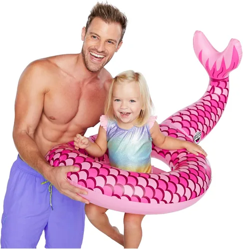 Flotador de agua Lil - Flotadores de piscina para bebés y niños de 1 a 3 años, para nadadores principiantes, fácil de inflar y duradero, mini sirena