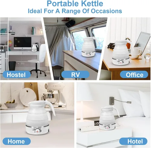 Miniatura 7 de Hervidor de viaje plegable eléctrico portátil plegable para agua hirviendo, portátil para viajes al aire libre, imprescindible para té y café, apto