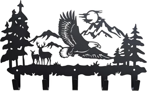 Miniatura 8 de Ganchos de Abrigo de Metal con Oso Arte de Pared Decorativo - Colgadores de Oso y Portallaves - Ganchos con Temática de Animales Decoración Dulce