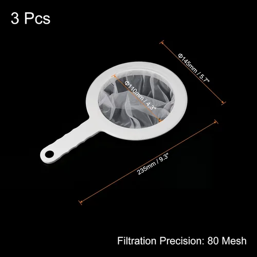 Miniatura 2 de PATIKIL Colador de filtro de alimentos de 9 x 6 pulgadas, paquete de 3 filtros de malla de malla de 80 filtros de malla fina con mango para filtro