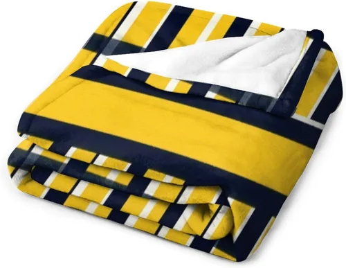 Miniatura 3 de Manta de rayas náuticas amarillas y azul marino, moderna, ultrasuave, manta de microfibra para sofá, cama para niños y adultos, 30 x 40 pulgadas
