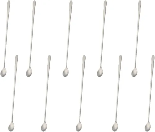 Miniatura 7 de Juego de 8 cucharas mezcladoras de acero inoxidable con mango largo de 7.9 in para café, batidos, jugos, cócteles