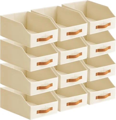 Miniatura 13 de Homsorout Contenedores de almacenamiento de tela para organizar, paquete de 6 cajas de almacenamiento grandes trapezoidales plegables con asa