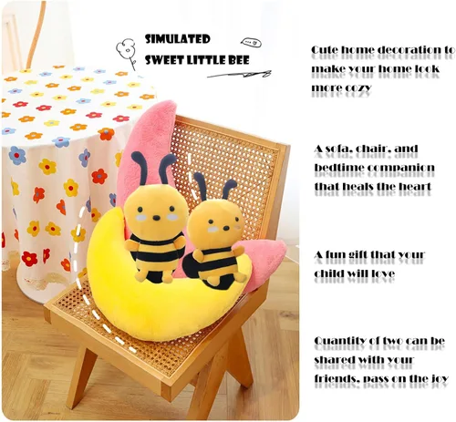 Miniatura 4 de 2 piezas de animales de peluche de abejorros suaves para decoración de fiesta, 7.9 pulgadas
