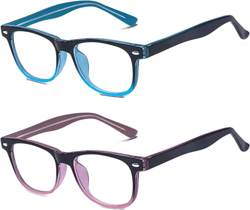 Miniatura 9 de Anteojos con bloqueo de luz azul de computadora para niños y niñas de 3 a 12 años, antifatiga visual Conjunto Negro+azul