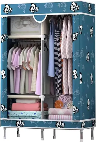 large closets Large Closet Steel Rack Clothes Closet with Pattern Cloth Cover Closets for Bedroom Hanging Closet Fashion Portable Wardrobe