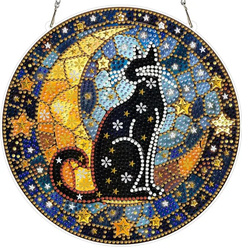 Miniatura 21 de MXJSUA Atrapasoles con pintura de diamante de águila calva americana, kits de arte de diamantes para adultos, adornos colgantes con cadena