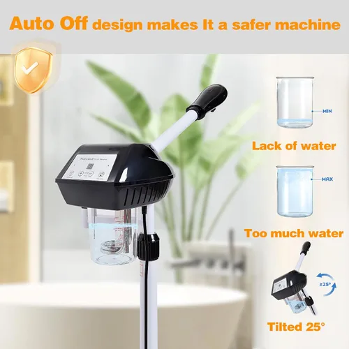 Miniatura 5 de Vaporizador Facial Profesional sobre Ruedas con Configuración de Tiempo, Vaporizador para Esteticistas con Más Vapor para Limpieza Profunda e