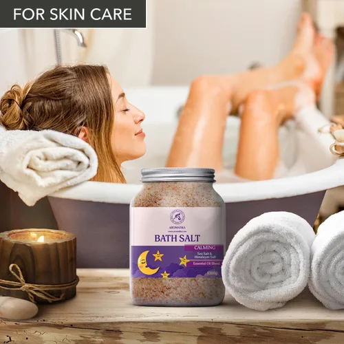 Miniatura 6 de Sales de baño calmantes de 46 onzas – 45.86 oz – con aceites esenciales de sándalo, lavanda y bergamota – Sales marinas de baño naturales de 2.9 lbs