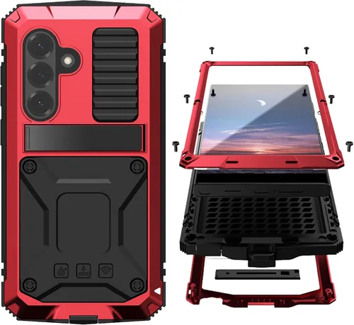 Miniatura 9 de Simicoo Samsung S22 - Funda de metal con protector de pantalla y protector de cámara, resistente a los golpes, con soporte, cubierta completa