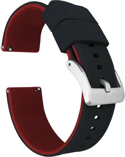 Barton - Correas élite de silicona para reloj, de liberación rápida, elige el color de la correa y de la hebilla (acero inoxidable, PVD negro o gris