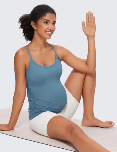 Miniatura 4 de CRZ YOGA Butterluxe - Camiseta sin mangas de maternidad con espalda en Y para mujer, fruncida, básica, sin mangas, atlética, para yoga