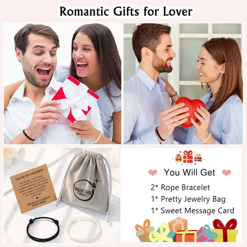 Miniatura 6 de UNGENT THEM Pulseras para parejas para mis hombres, novio, novia, mi amor, alma gemela, prometido, aniversario, día de San Valentín, cumpleaños