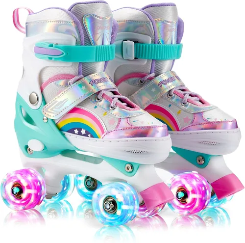 Miniatura 12 de SHDSL Patines de ruedas para niñas para niños principiantes 4 tamaños ajustables, patines de ruedas iluminados con 8 ruedas para niñas, patines