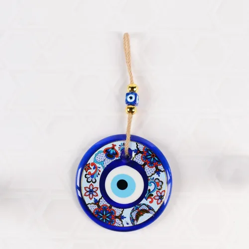 Miniatura 5 de Adorno colgante de pared de cuentas de mal de ojo de 5 pulgadas, dije de protección del hogar, cuentas turcas de Nazar, adorno hecho a mano (TM1004)