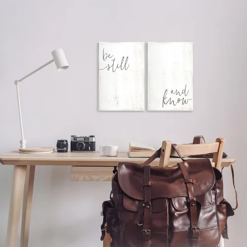 Miniatura 2 de Stupell Industries Frase inspiradora de caligrafía Be Still And Know, diseño de LUX + Me Designs