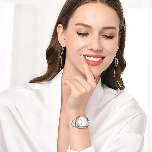 Miniatura 6 de wipalor Correa de metal brillante para Apple Watch para mujer de 1.614 pulgadas, 1.575 pulgadas, 1.496 pulgadas, correas delgadas y elegantes