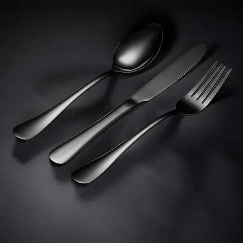 Miniatura 3 de Black Forks - Juego de cubiertos de 6 piezas, tenedores de acero inoxidable, juego de tenedores pulidos con espejo, juego de cubiertos esenciales