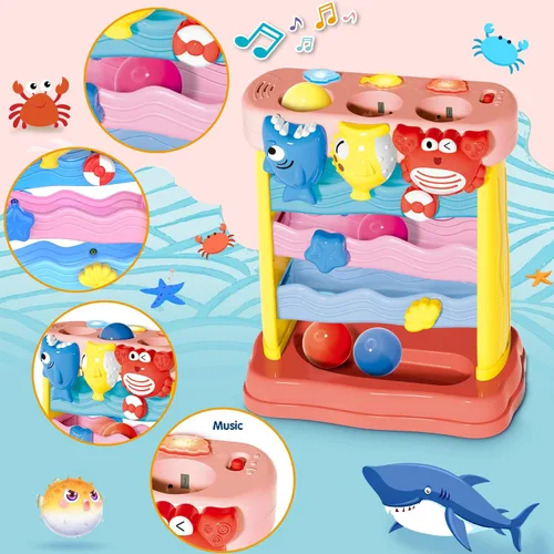 Miniatura 6 de AuroTops Pound A Ball Juguetes para niñas de 1, 2, 3 años, juguete musical Montessori para niños pequeños de 6-12-18-24 meses, juguetes interactivos