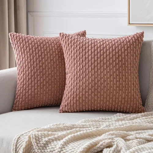 Miniatura 20 de MIULEE - Paquete de 2 fundas de cojín decorativas, modernas y boho, de terciopelo, con textura a rayas, para sofá, cama, sala de estar, decoración