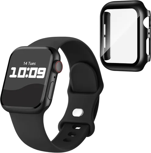 Miniatura 26 de Adorique 3-en-1 compatible con Apple Watch Band de 40 mm, 41 mm, 42 mm, 44 mm, 45 mm, 46 mm, correa deportiva de silicona suave para iWatch Series