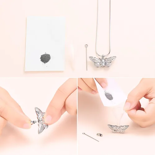 Miniatura 20 de Minicremation Joyas de cremación para cenizas – Collar conmemorativo de mariposa con colgante de urna para cenizas de seres queridos