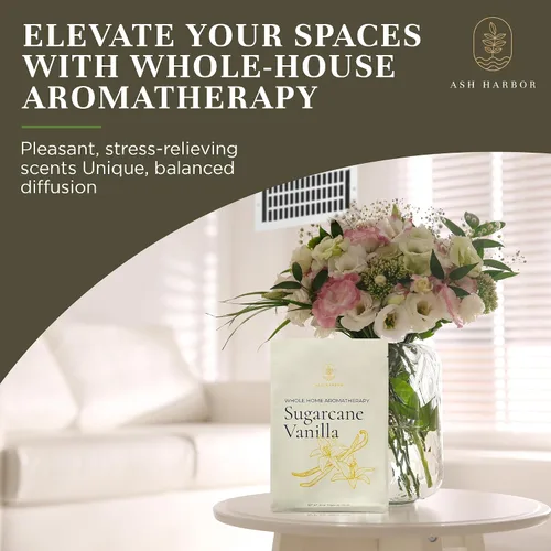 Miniatura 3 de Sugarcane Vanilla Aromatherapy - Paquete de 4 unidades – Sistema de ambientador de aire fresco para todo el hogar – Ambientador de ventilación HVAC