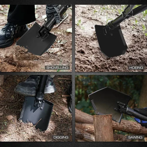 Miniatura 7 de REDCAMP Pala Plegable de Supervivencia para Camping de 23" con Funda, Pala Táctica de Acero al Manganeso de Servicio Pesado con Mango de Tres
