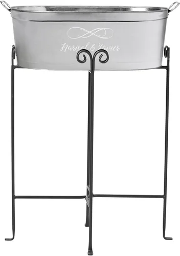 Miniatura 13 de Let's Make Memories Bañera de bebidas personalizada con soporte, para bodas, recién casados, tina de metal galvanizado, enfriador de bebidas, 5.5