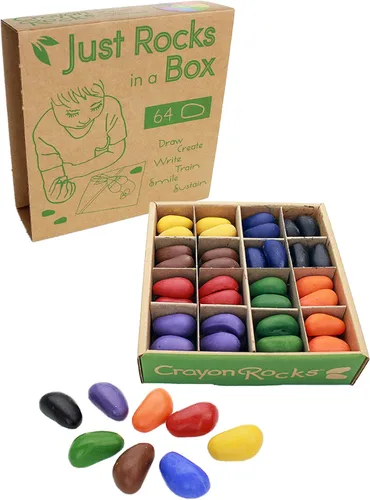 Crayon Rocks Just Rocks in a Box, 8 colores, crayones con agarre de trípode hechos para el desarrollo de la escritura a mano en niños y niños